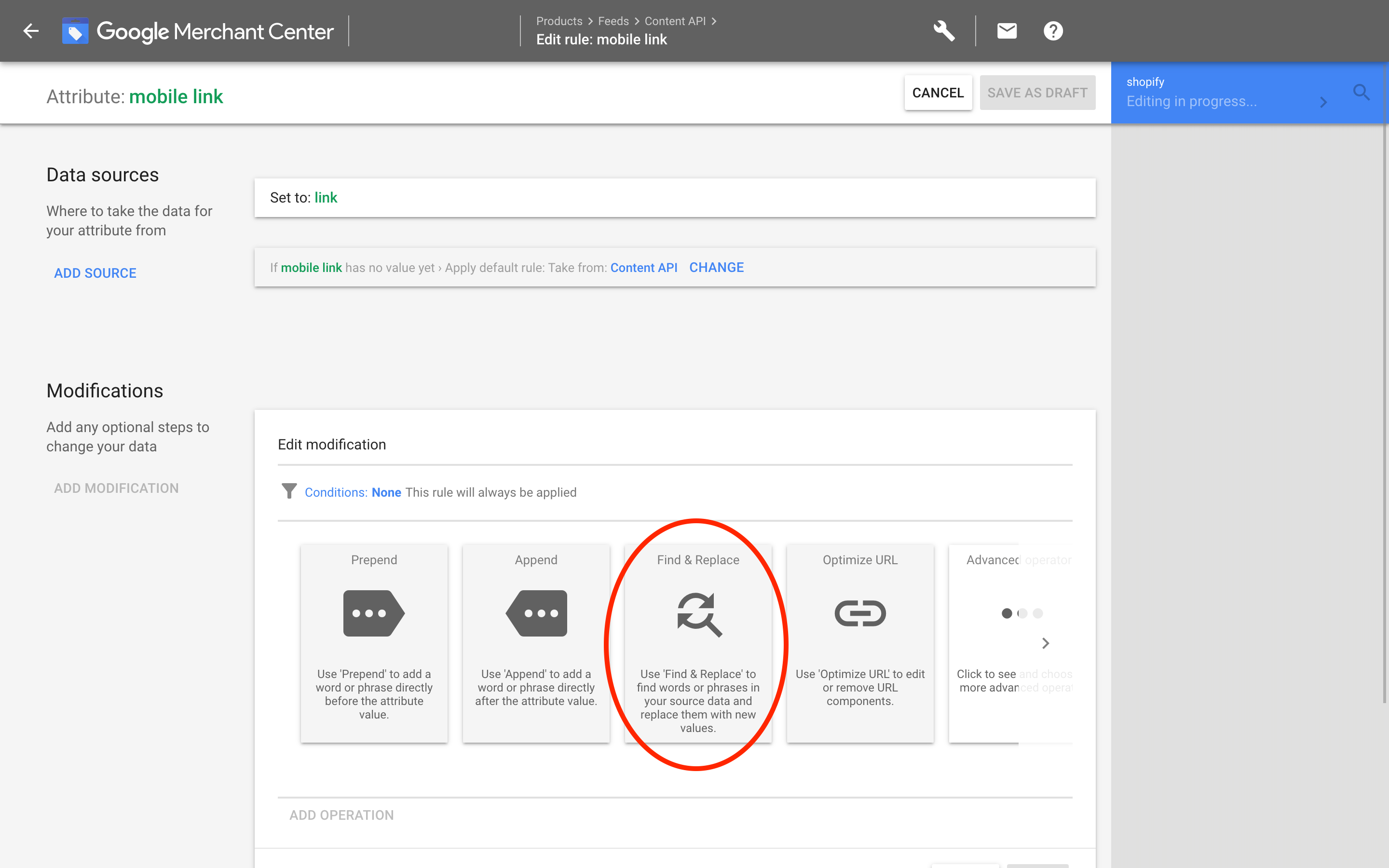 Google Merchants: Link modifications